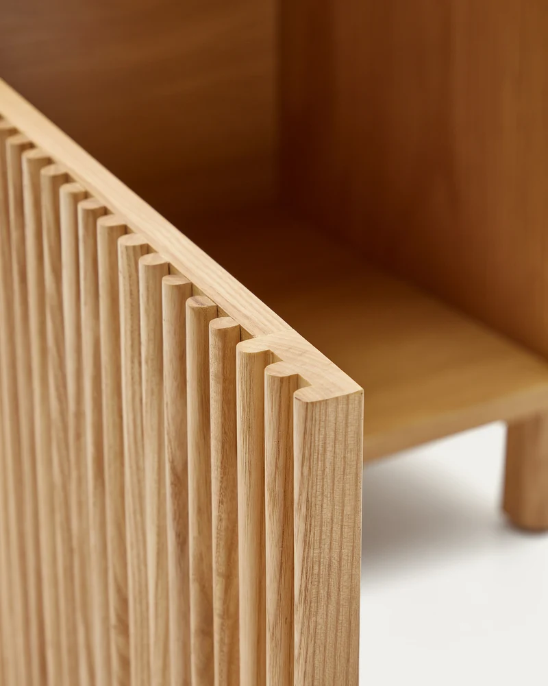 Beyla bedside table in solid ash wood and ash veneer 53 x 62 cm FSC 100%