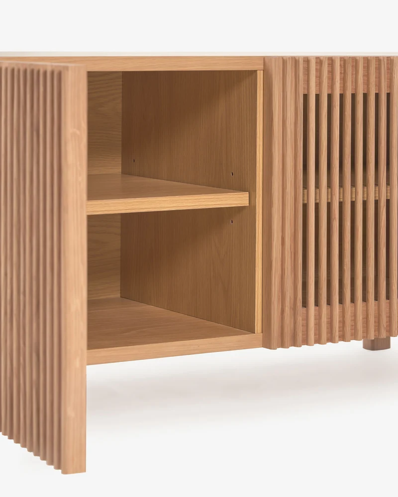 Beyla 2-door shoe rack in solid ash wood and ash veneer 98.5 cm FSC 100%