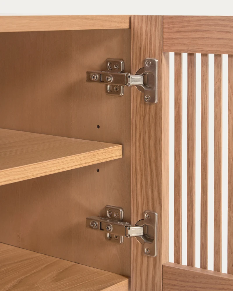 Beyla 2-door shoe rack in solid ash wood and ash veneer 98.5 cm FSC 100%
