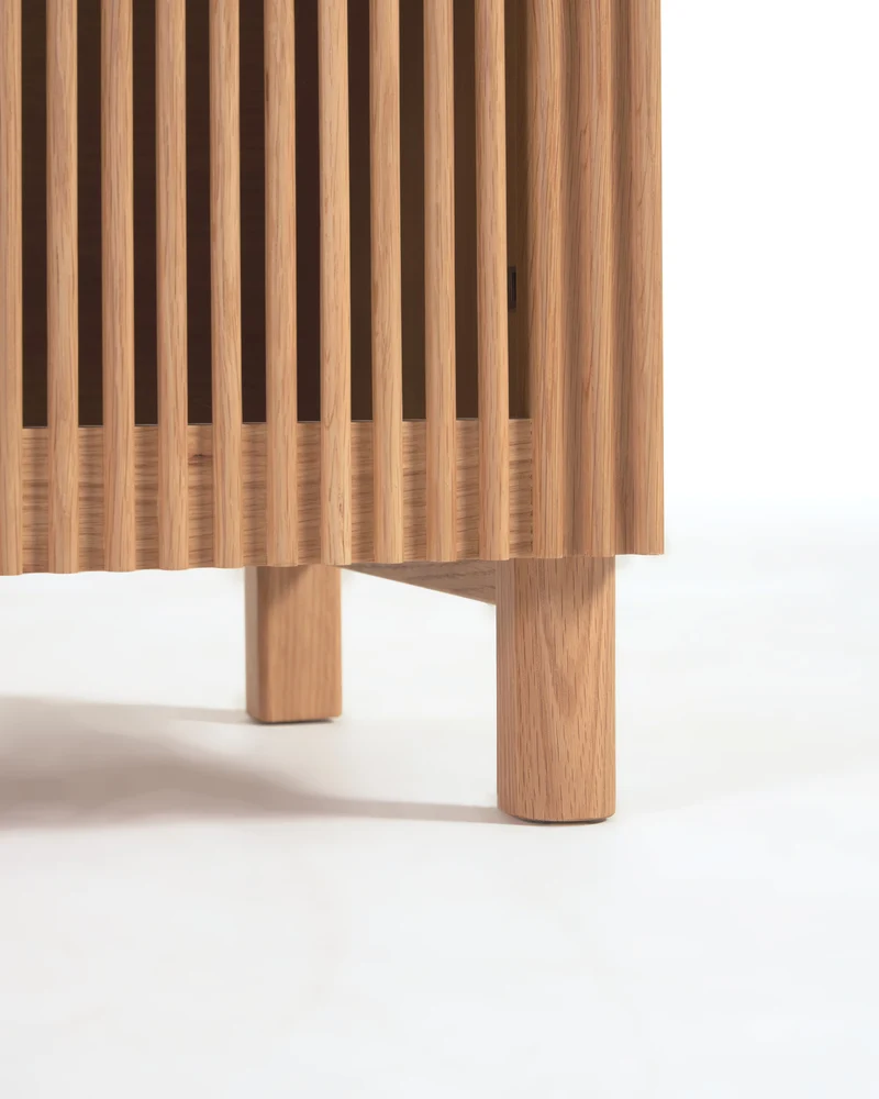 Beyla 2-door shoe rack in solid ash wood and ash veneer 98.5 cm FSC 100%