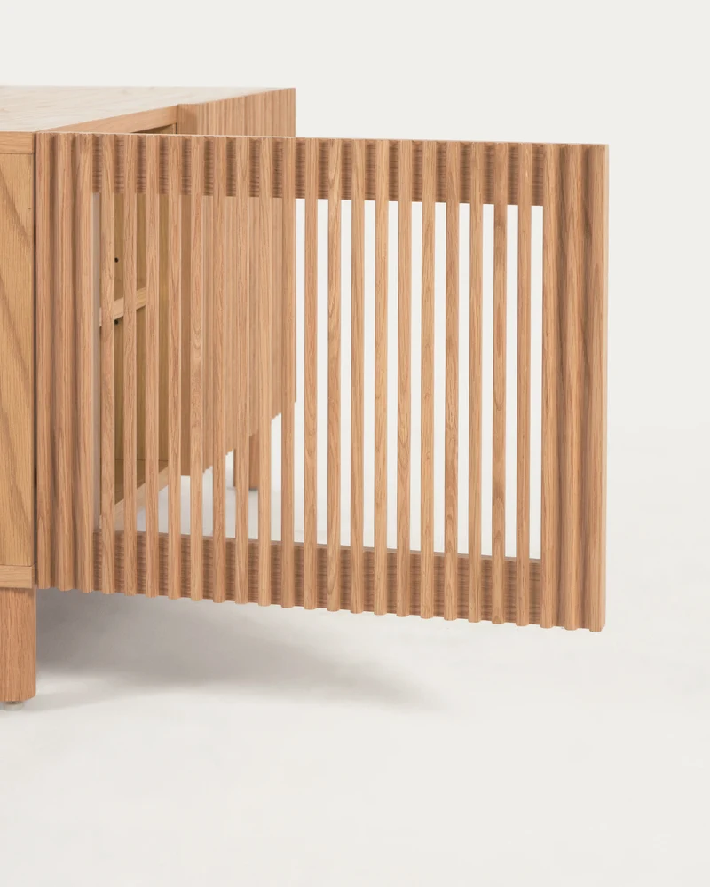Beyla 2-door shoe rack in solid ash wood and ash veneer 98.5 cm FSC 100%