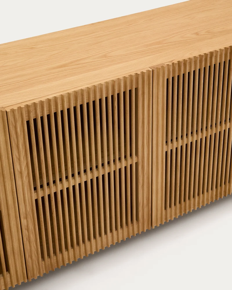 Beyla 4-door sideboard in solid ash wood and ash veneer 180 x 71.5 cm FSC 100%