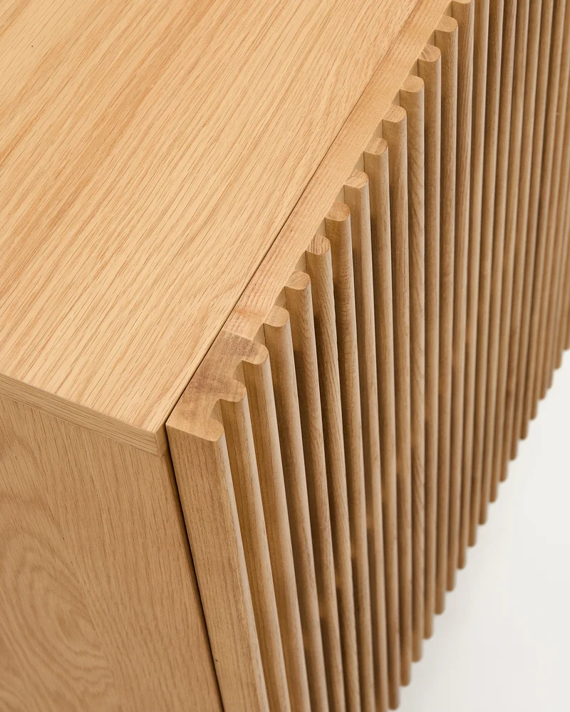 Beyla 4-door sideboard in solid ash wood and ash veneer 180 x 71.5 cm FSC 100%