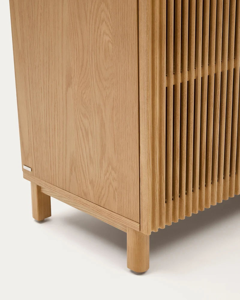 Beyla 4-door sideboard in solid ash wood and ash veneer 180 x 71.5 cm FSC 100%