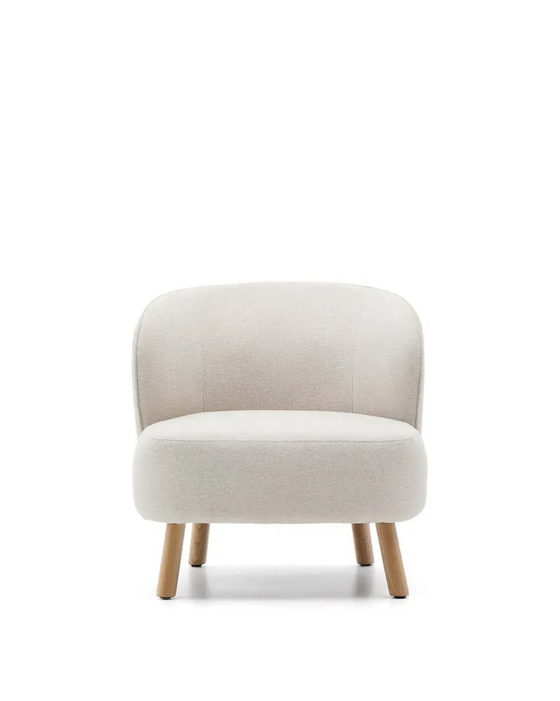 Ulit armchair in beige chenille natural finish legs