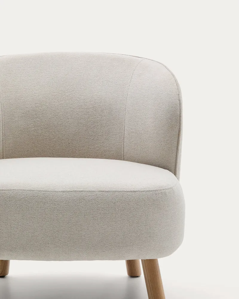 Ulit armchair in beige chenille natural finish legs