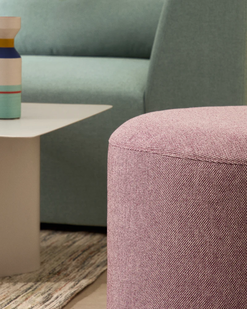 Kaeli purple footrest with removable cover Ø60cm