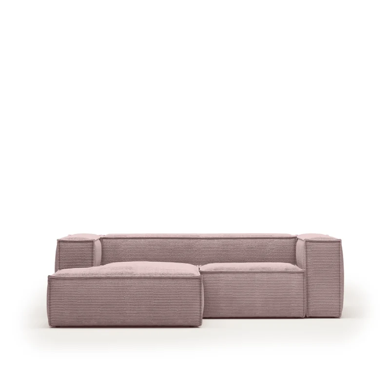 Blok 2-seater with Chaise Longue - Pink Corduroy