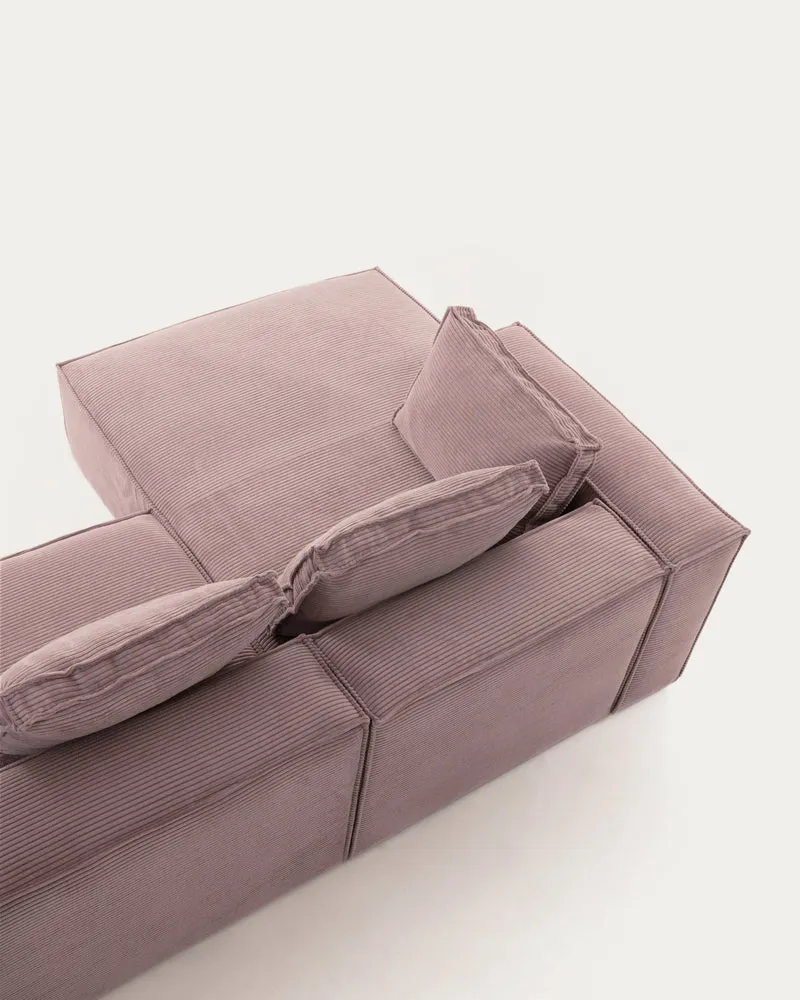 Blok 2-seater with Chaise Longue - Pink Corduroy