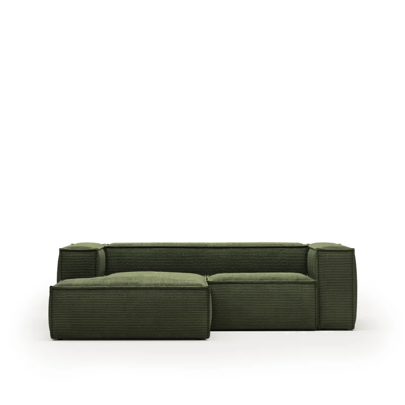 Blok 2-seater with Chaise Longue - Green Corduroy