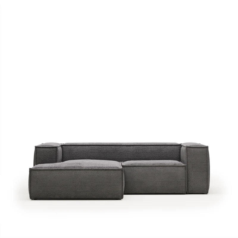 Blok 2-seater with Chaise Longue - Grey Corduroy