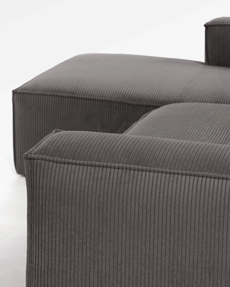 Blok 2-seater with Chaise Longue - Grey Corduroy
