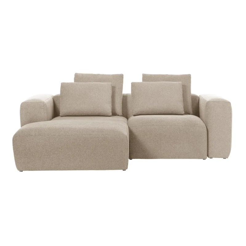Blok 2-seater with Chaise Longue - Beige Chenille