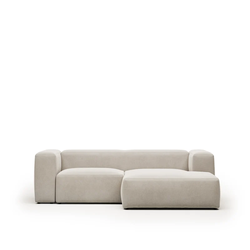 Blok 2-seater with Chaise Longue - Beige Chenille