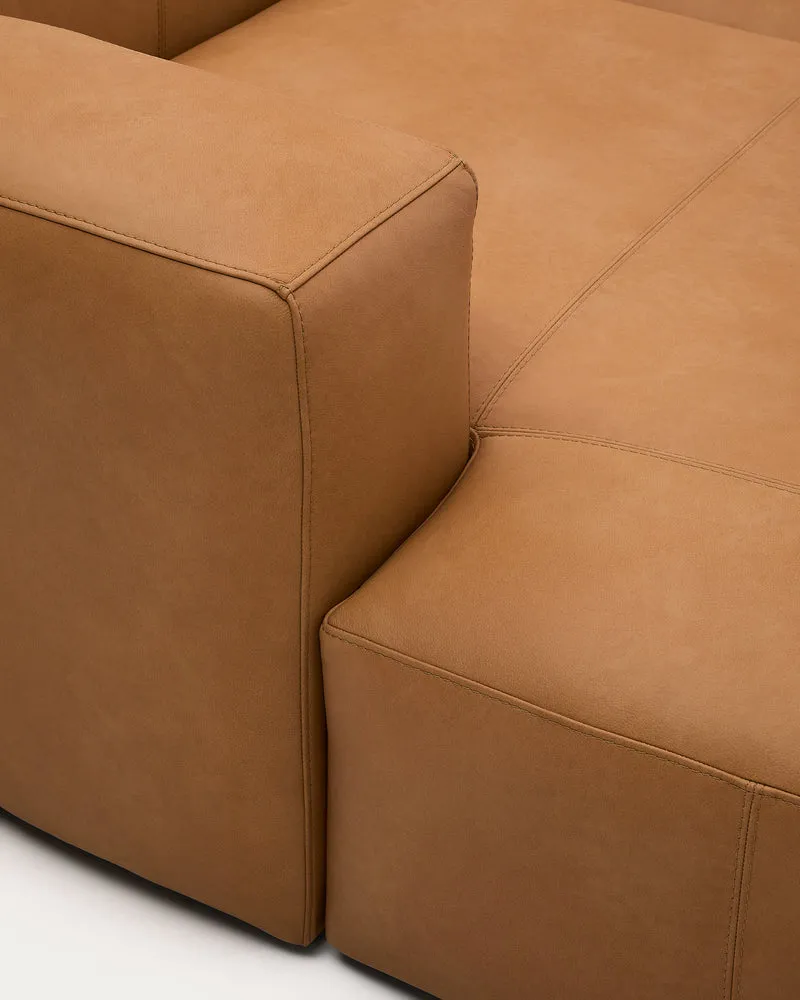 Blok 4-Seater with Chaise Longue - Brown Leather