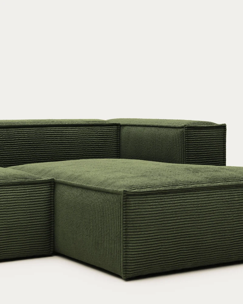 Blok 4-seater with Chaise Longue - Green Corduroy