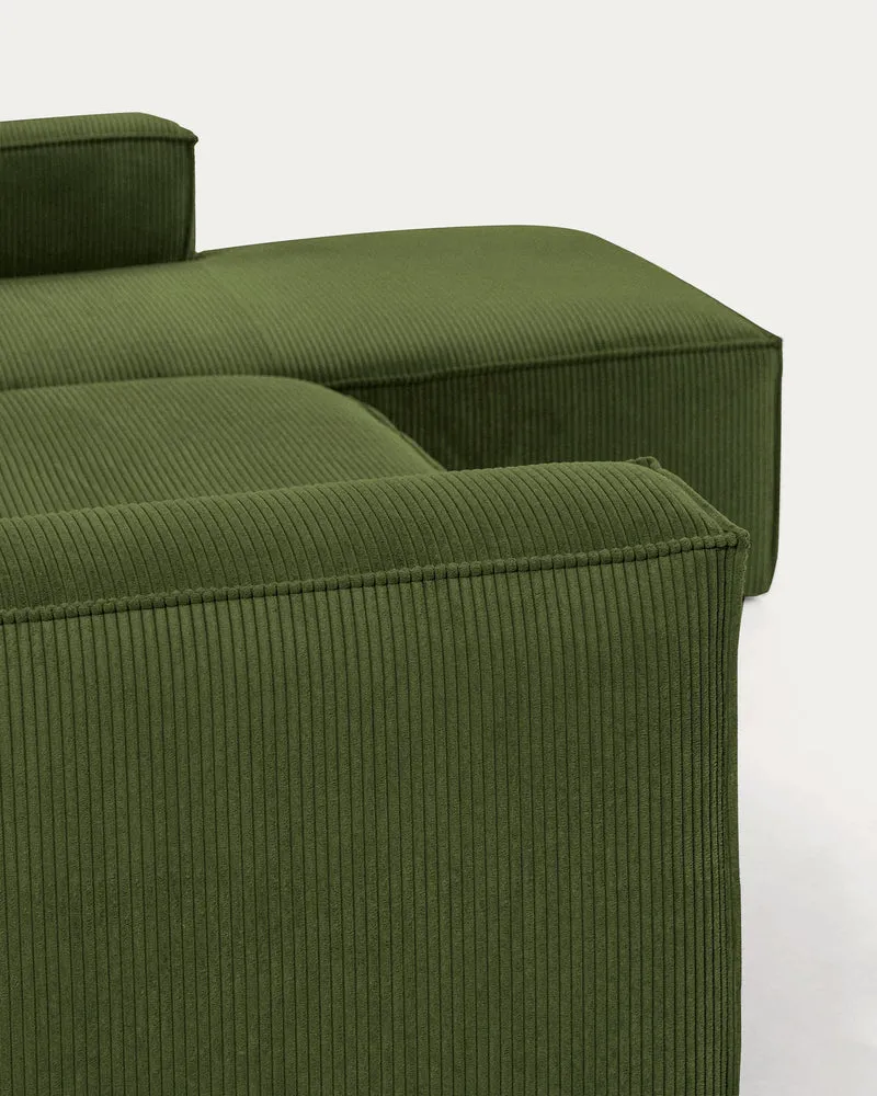Blok 4-seater with Chaise Longue - Green Corduroy