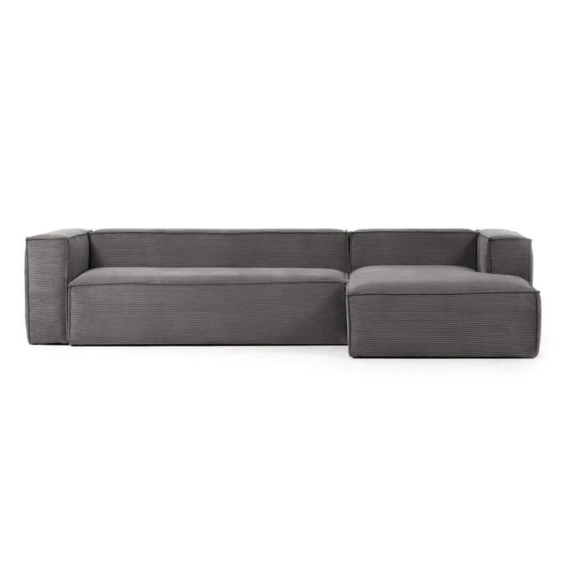 Blok 4-seater with Chaise Longue - Grey Corduroy