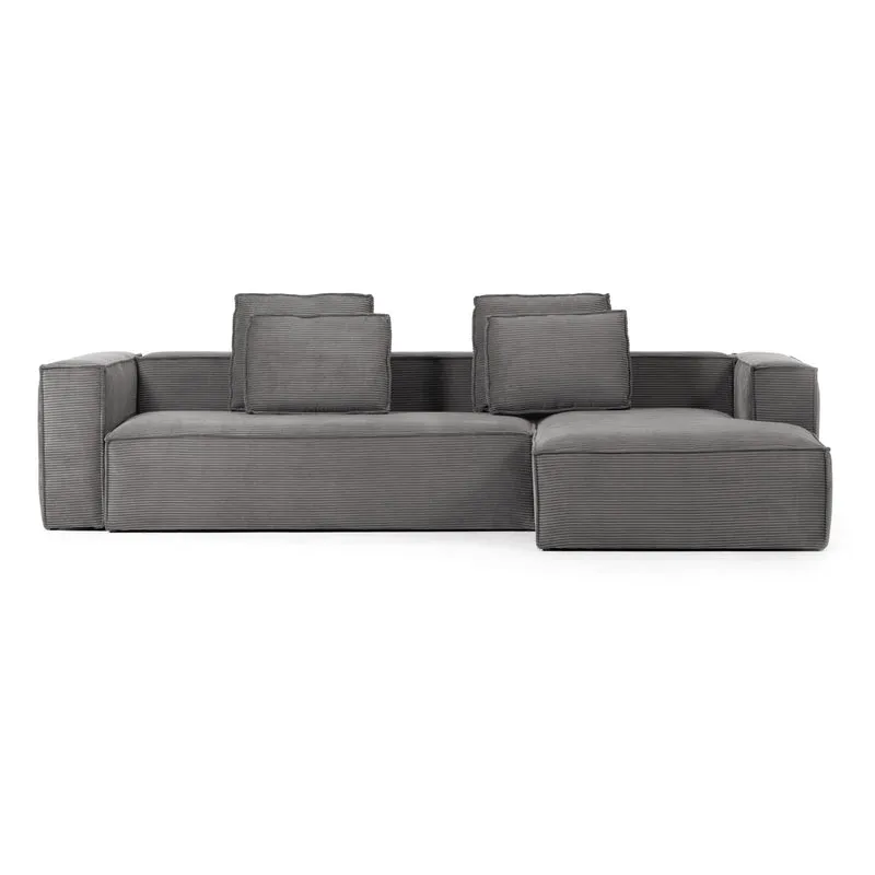 Blok 4-seater with Chaise Longue - Grey Corduroy