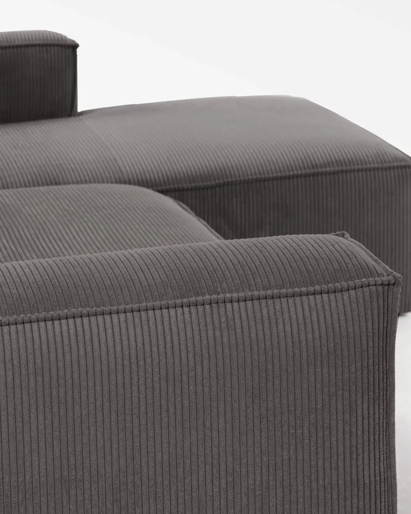 Blok 4-seater with Chaise Longue - Grey Corduroy