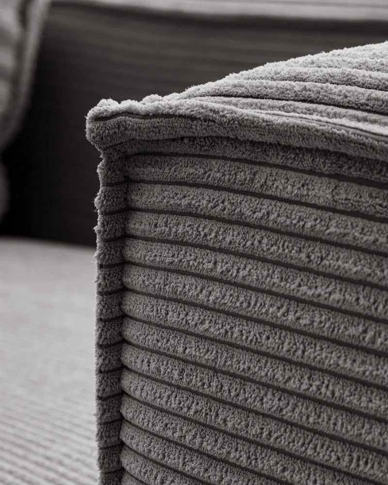 Blok 4-seater with Chaise Longue - Grey Corduroy