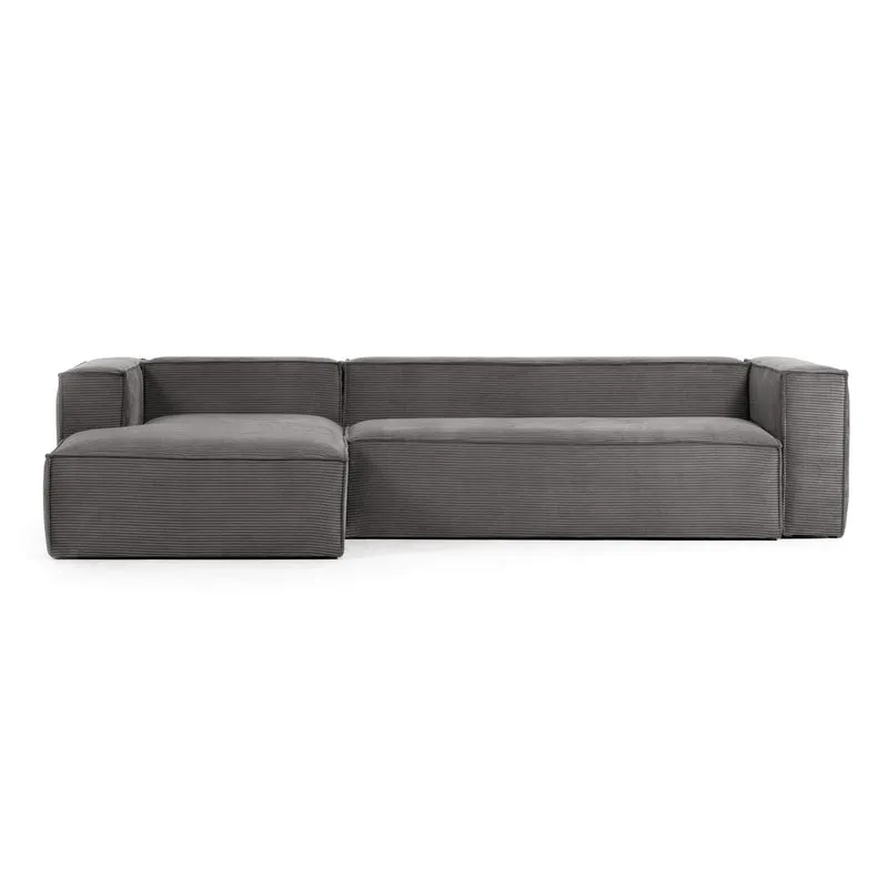 Blok 4-seater with Chaise Longue - Grey Corduroy