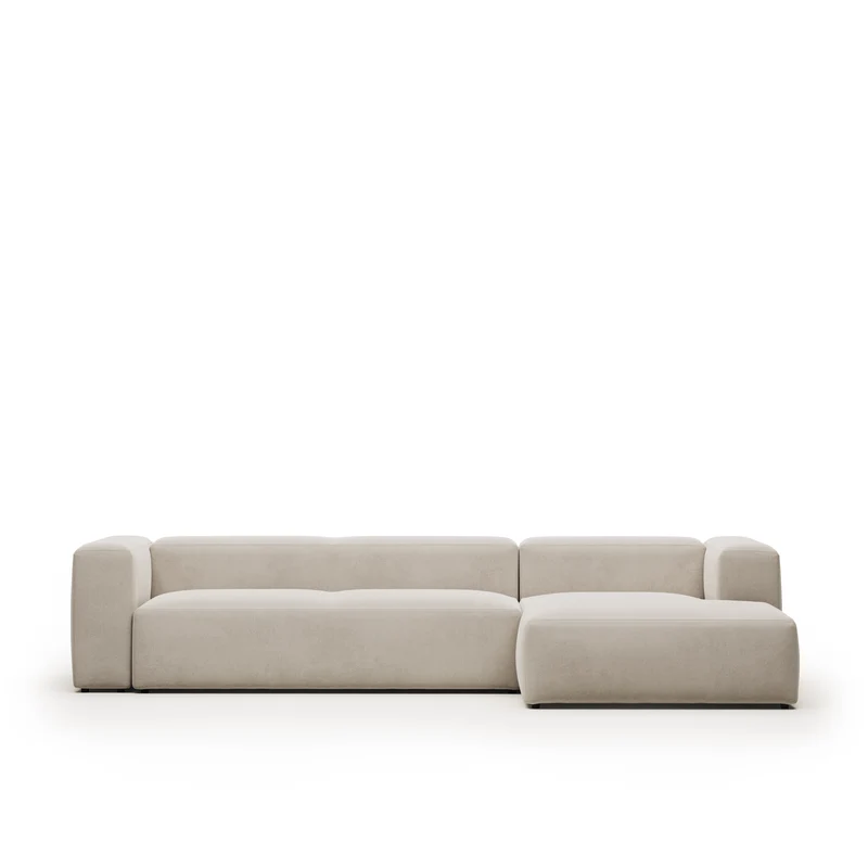 Blok 4-seater with Chaise Longue - Beige Chenille