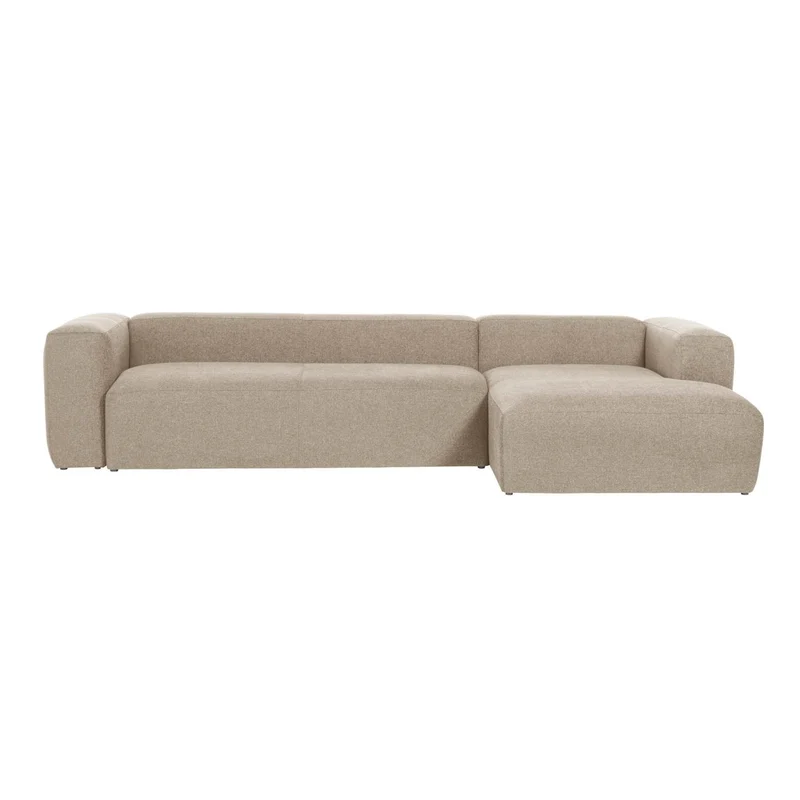 Blok 4-seater with Chaise Longue - Beige Chenille