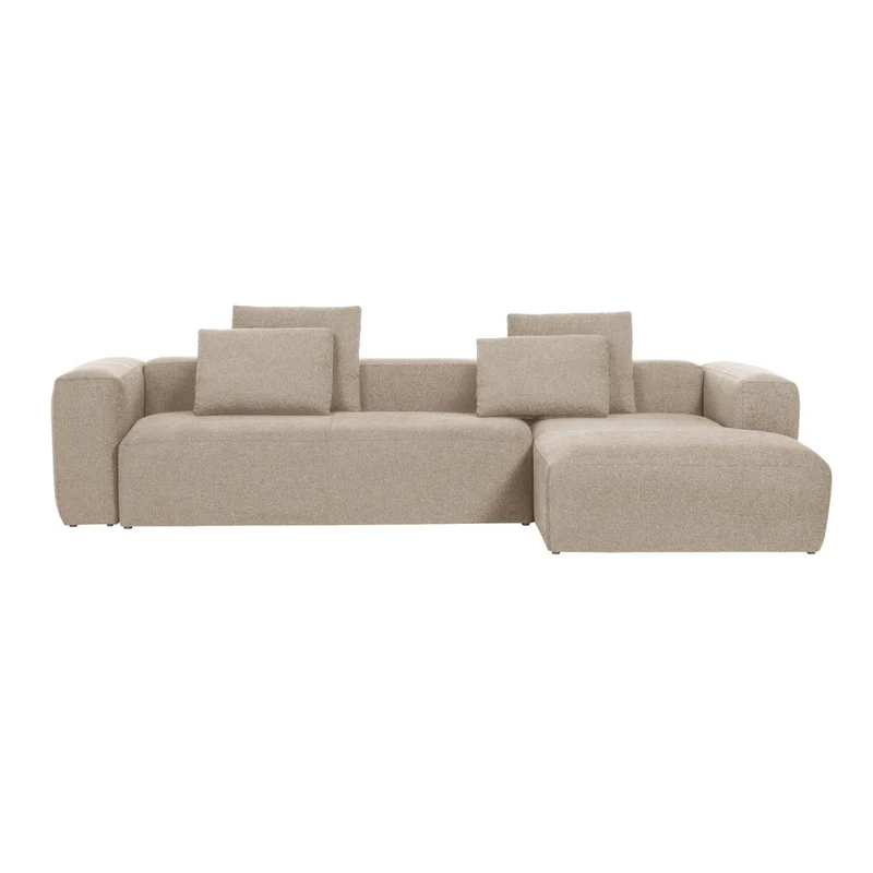 Blok 4-seater with Chaise Longue - Beige Chenille