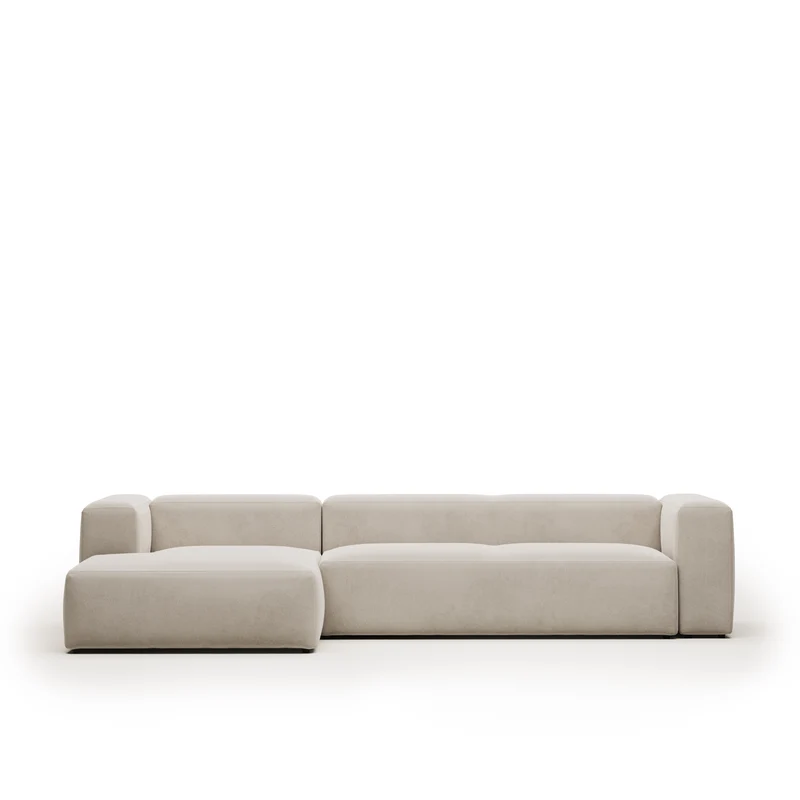 Blok 4-seater with Chaise Longue - Beige Chenille