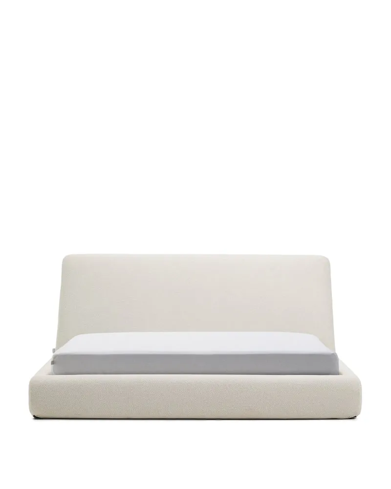 Martina bed with removable cover in ecru chenille for mattress 180 x 200cm