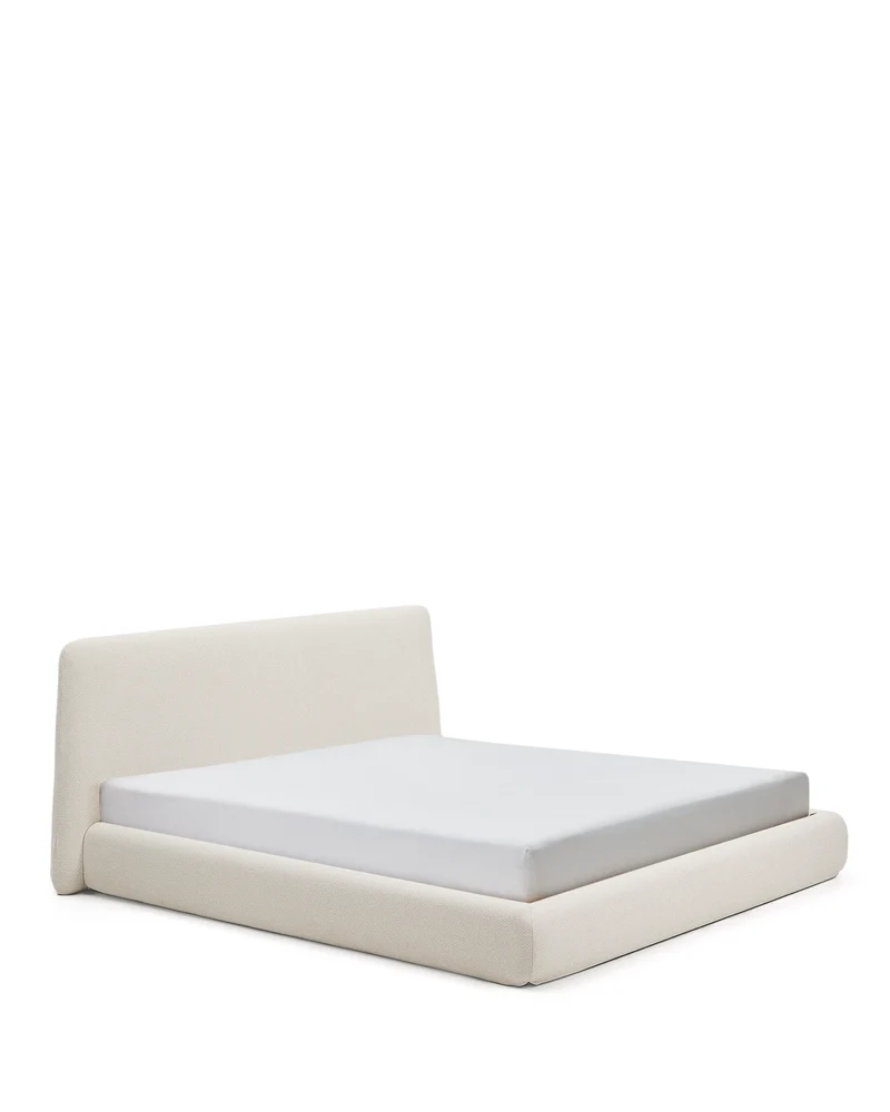 Martina bed with removable cover in ecru chenille for mattress 180 x 200cm