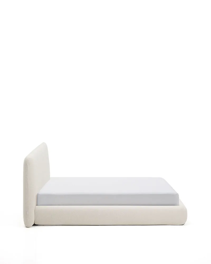 Martina bed with removable cover in ecru chenille for mattress 180 x 200cm