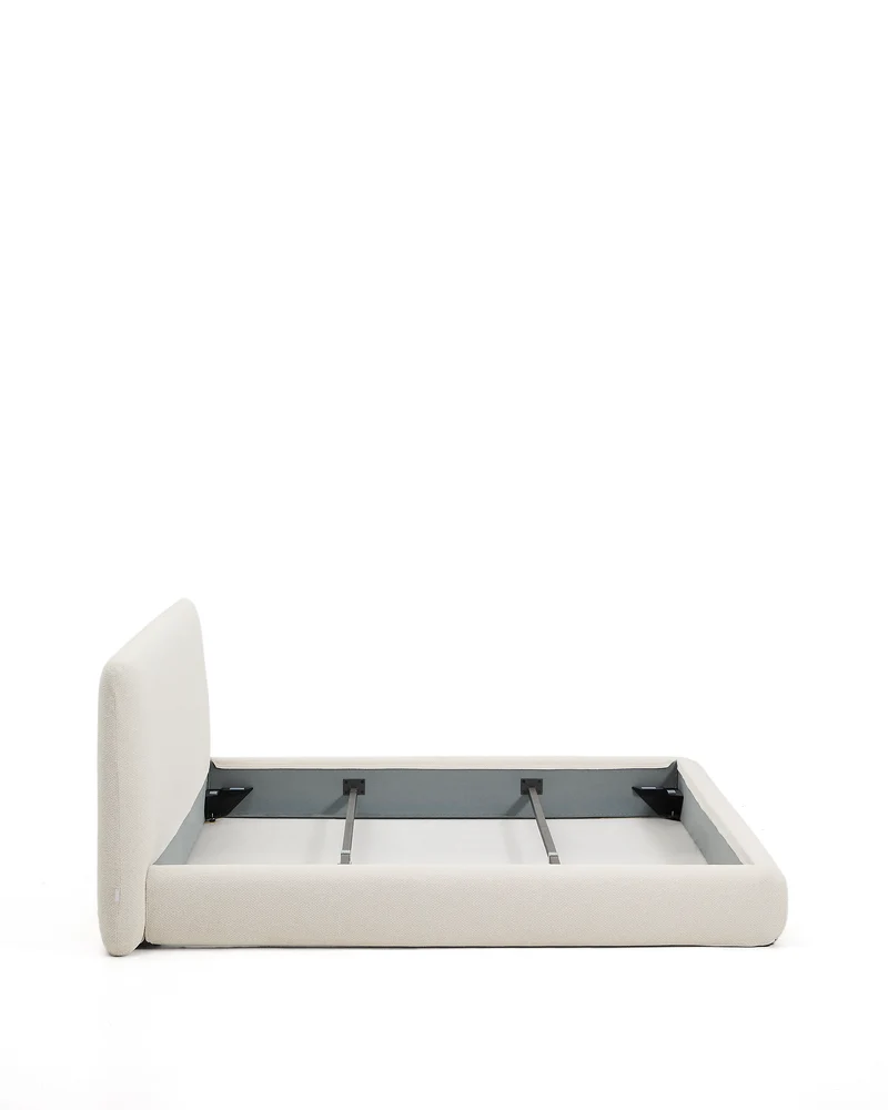 Martina bed with removable cover in ecru chenille for mattress 180 x 200cm