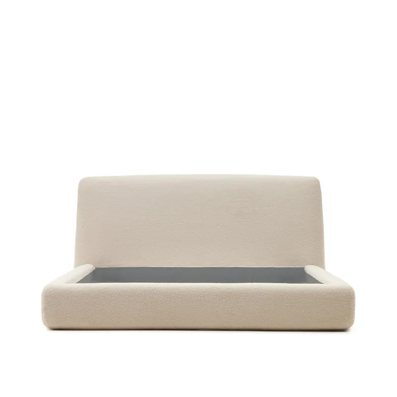 Martina bed with ecru bouclé removable cover for 180 x 200 cm mattress