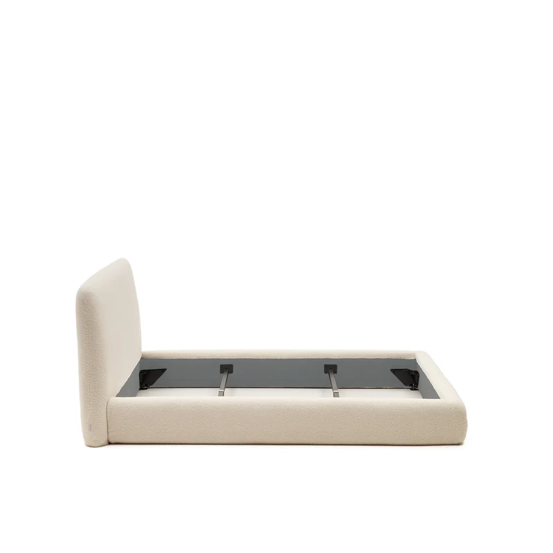 Martina bed with ecru bouclé removable cover for 180 x 200 cm mattress