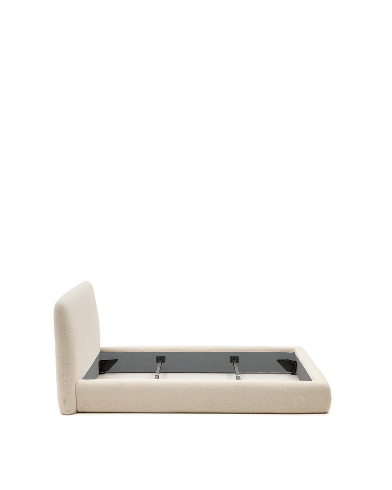 Martina bed with ecru bouclé removable cover for 180 x 200 cm mattress