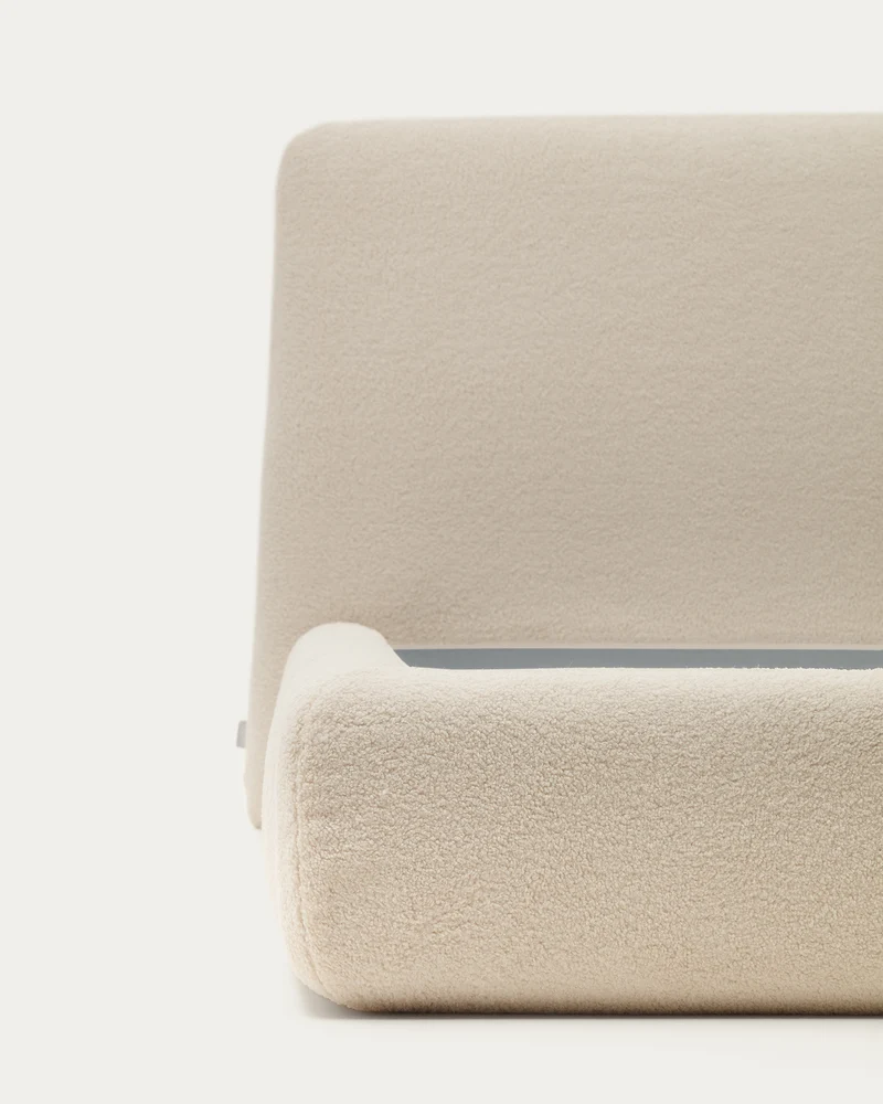 Martina bed with ecru bouclé removable cover for 180 x 200 cm mattress