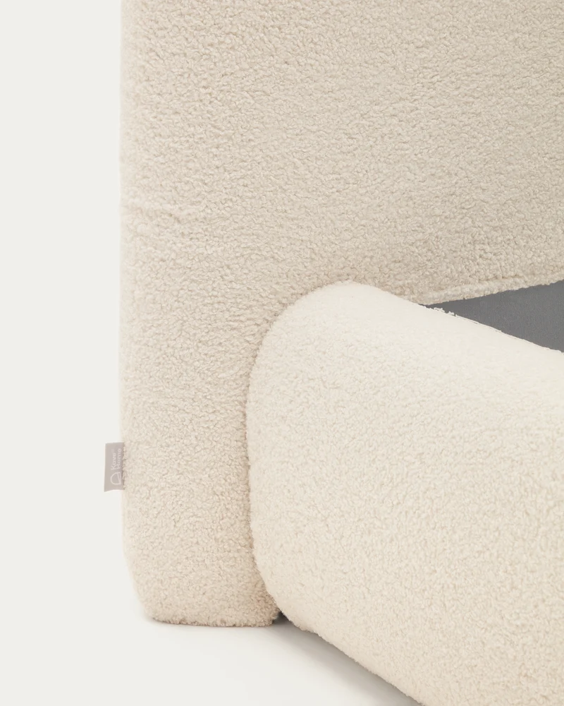 Martina bed with ecru bouclé removable cover for 180 x 200 cm mattress