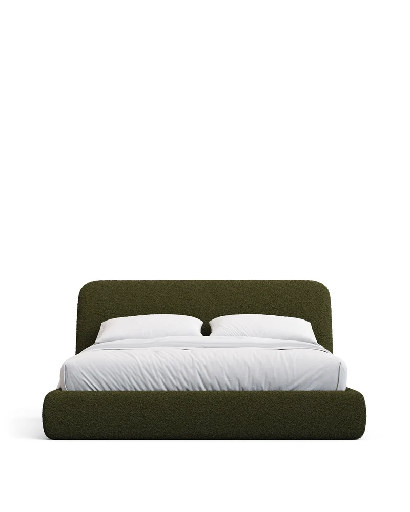 Martina bed with removable cover in dark green bouclé fabric for 180 x 200cm mattress FSC Mix Credit