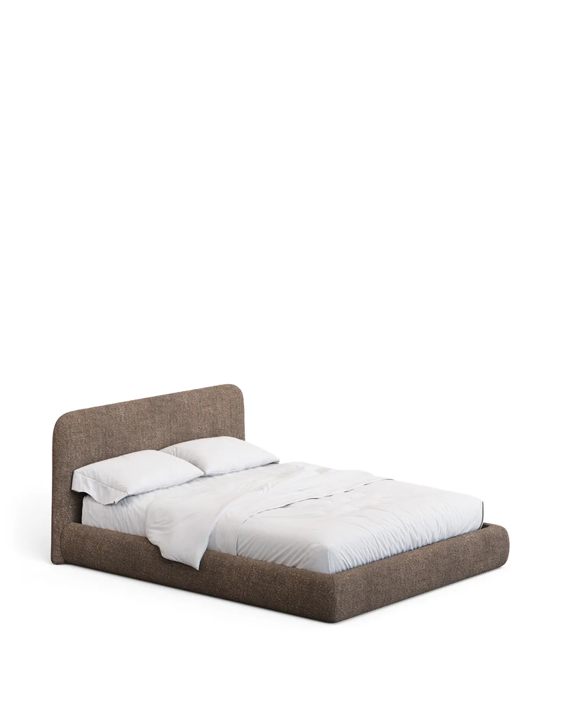 Martina bed with removable cover in brown bouclé fabric for 180 x 200cm mattress FSC Mix Credit