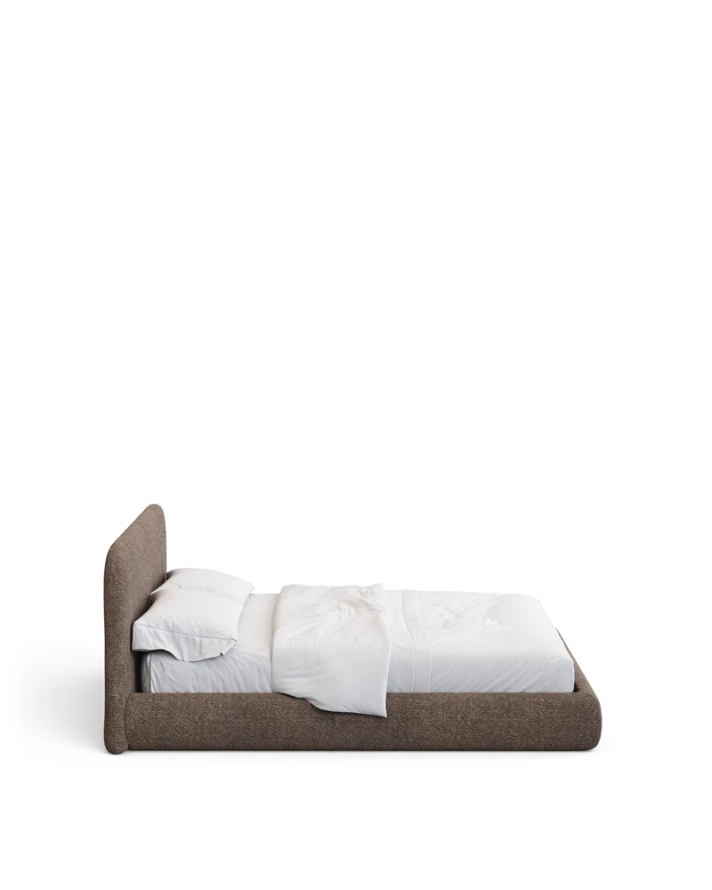 Martina bed with removable cover in brown bouclé fabric for 180 x 200cm mattress FSC Mix Credit