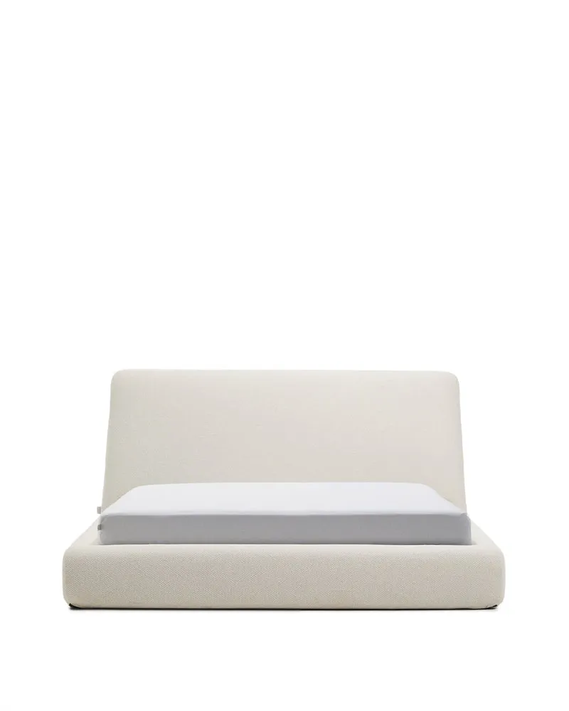 Martina bed with removable cover in ecru chenille for mattress 160 x 200cm