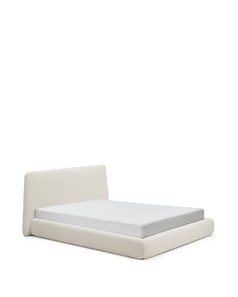Martina bed with removable cover in ecru chenille for mattress 160 x 200cm