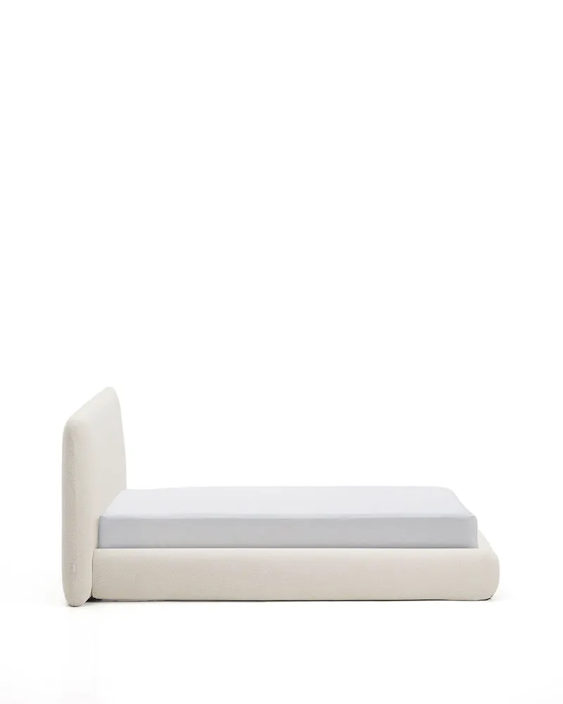 Martina bed with removable cover in ecru chenille for mattress 160 x 200cm