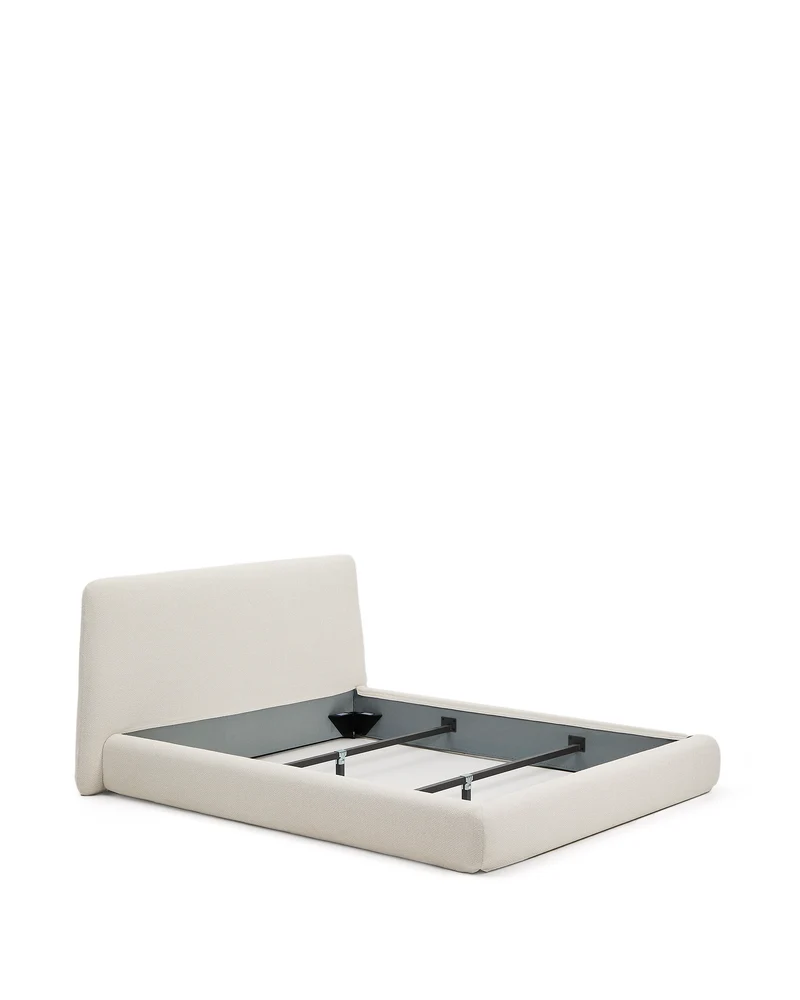 Martina bed with removable cover in ecru chenille for mattress 160 x 200cm