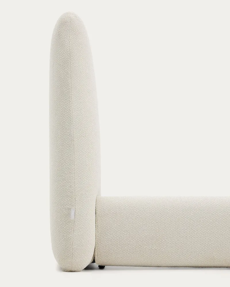 Martina bed with removable cover in ecru chenille for mattress 160 x 200cm