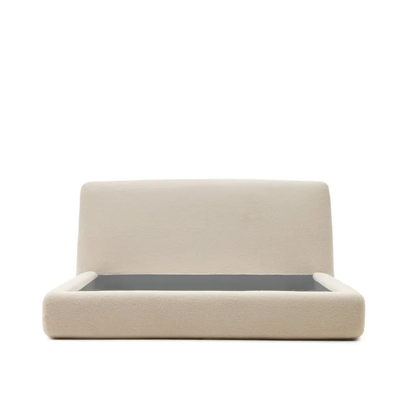 Martina bed with ecru bouclé removable cover for 160 x 200 cm mattress FSC Mix Credit
