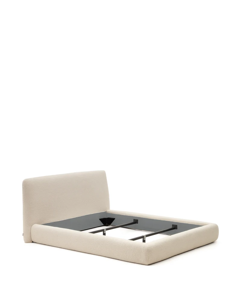 Martina bed with ecru bouclé removable cover for 160 x 200 cm mattress FSC Mix Credit