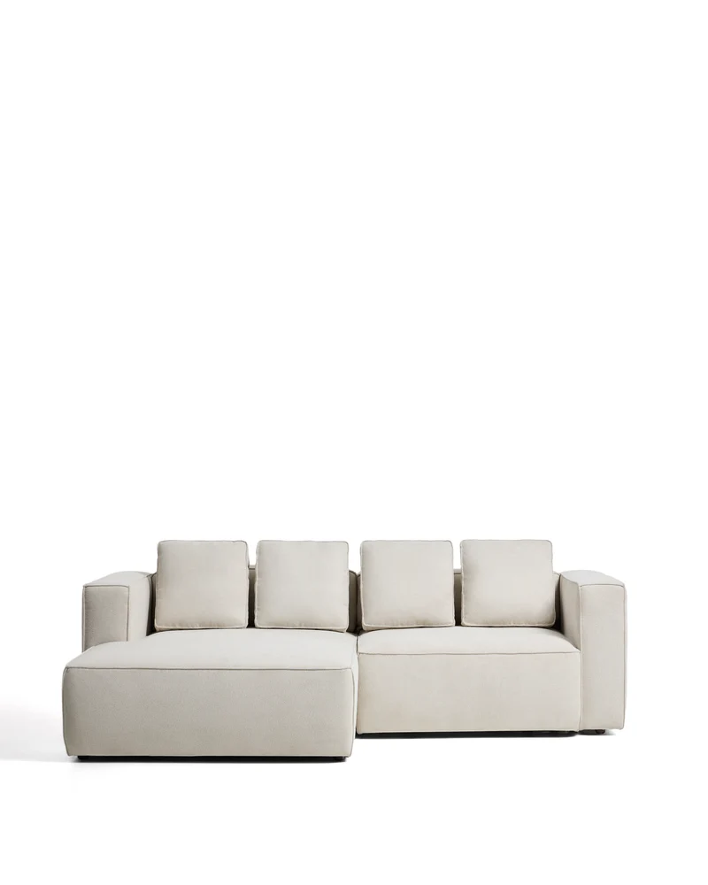 Marela beige chenille 3-seater sofa bed with left chaise longue 236cm